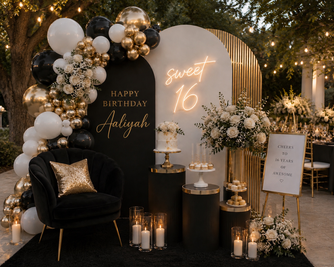 Birthday luxury backdrop styling